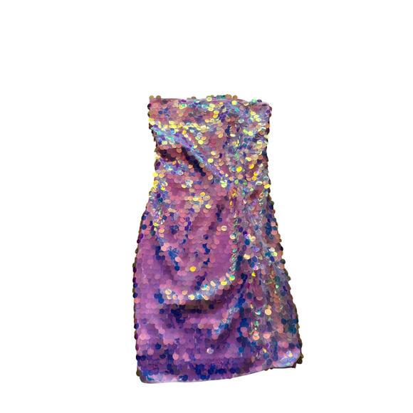 Susana Monaco pink midi sequin dress vegas strapless large - Picture 5 of 10